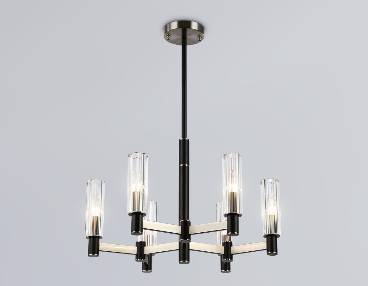 LH55501/6 SN/BK/CL сатин никель/черный/прозрачный E14*6 max 40W D570*760 — изображение 2