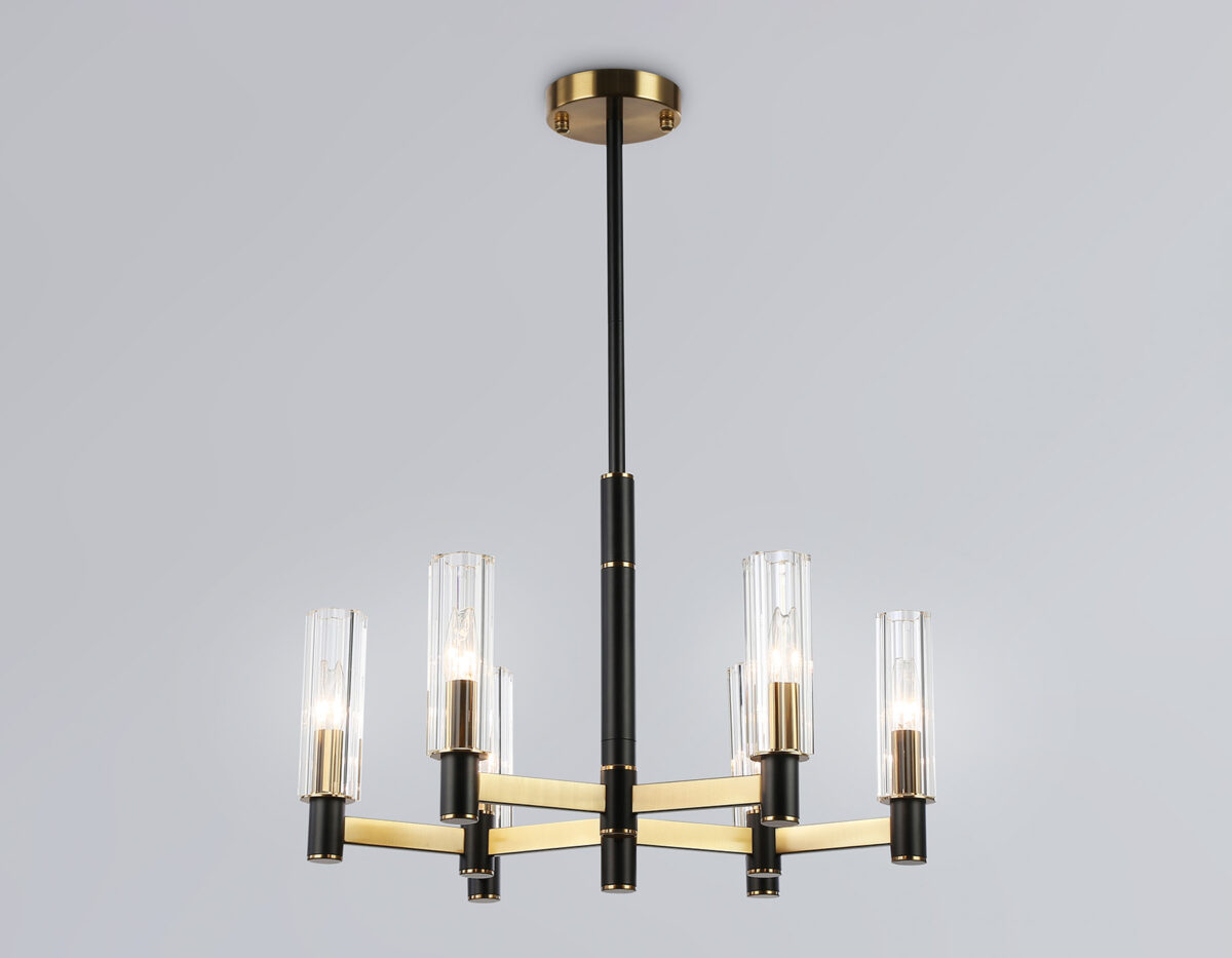 LH55511/6 BK/BS/CL черный/латунь/прозрачный E14*6 max 40W D570*760 — изображение 1
