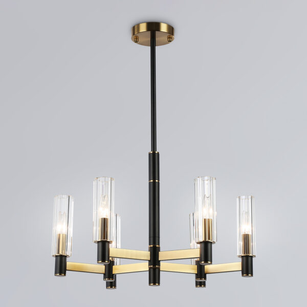 LH55511/6 BK/BS/CL черный/латунь/прозрачный E14*6 max 40W D570*760