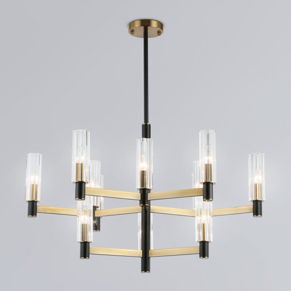 LH55515/12 BK/BS/CL черный/латунь/прозрачный E14*12 max 40W D860*905