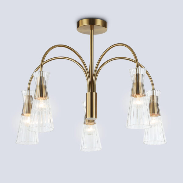 LH55701/5 BS/CL латунь/прозрачный E14*5 max 40W D600*440