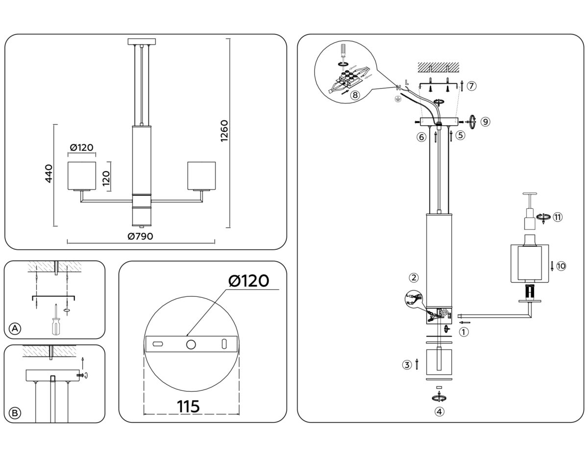 LH56013/7 BS/FR латунь/белый матовый E14*7 max 40W D790*1260 — изображение 6
