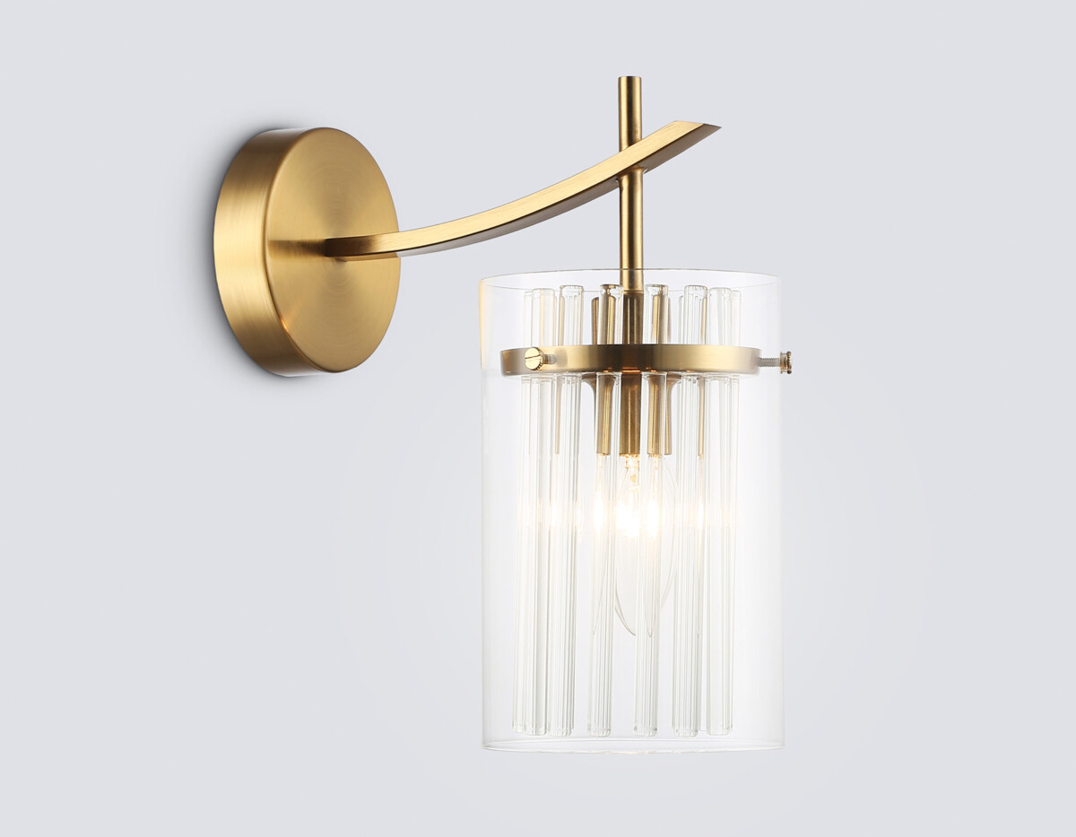 LH56035 BS/CL латунь/прозрачный E14 max 40W 220*120*255 — изображение 2