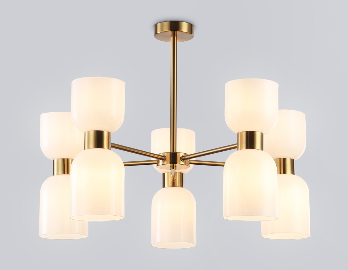 LH56093/10 BS/FR латунь/белый матовый E14*10 max 40W D700*510 — изображение 1