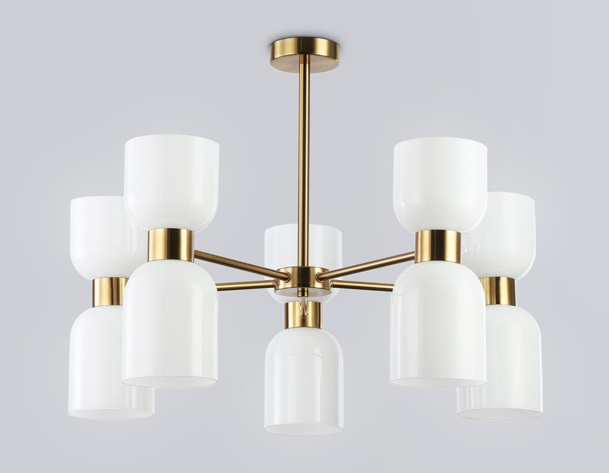 LH56093/10 BS/FR латунь/белый матовый E14*10 max 40W D700*510 — изображение 3