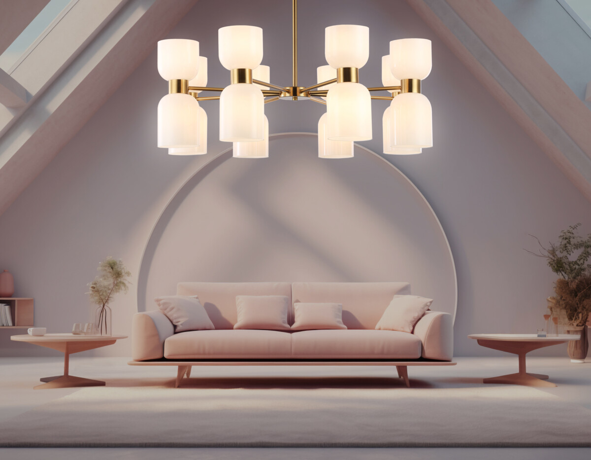 LH56095/16 BS/FR латунь/белый матовый E14*16 max 40W D860*510 — изображение 7