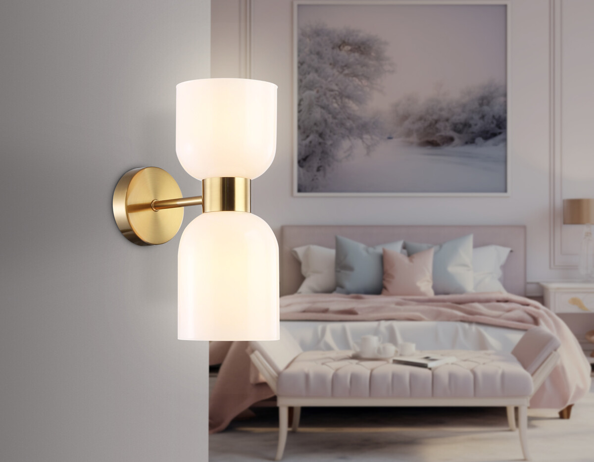 LH56097/2 BS/FR латунь/белый матовый E14*2 max 40W 215*120*300 — изображение 7