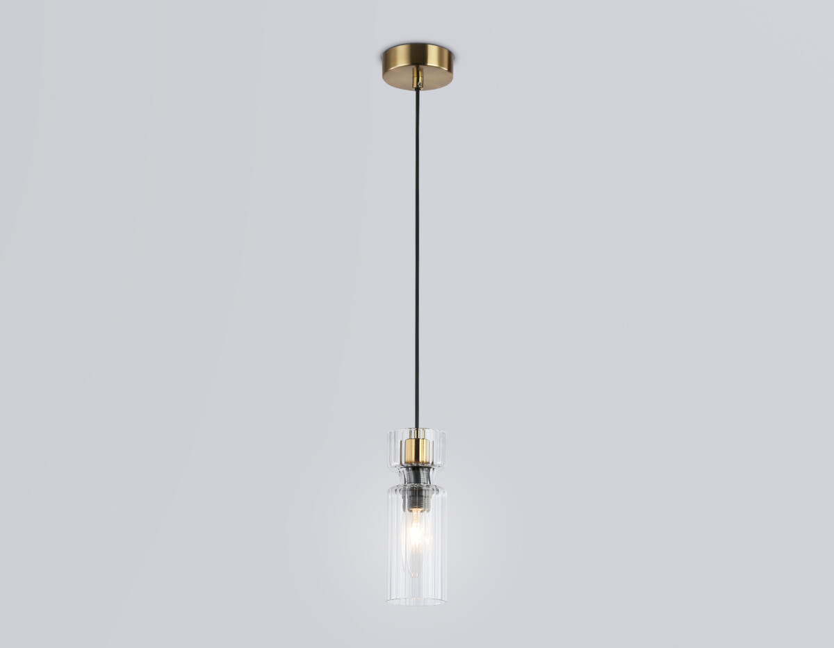 LH56111_mode1 LH56111 BK/BS/CL черный/латунь/прозрачный E14 max 40W D65*1500 — изображение 1