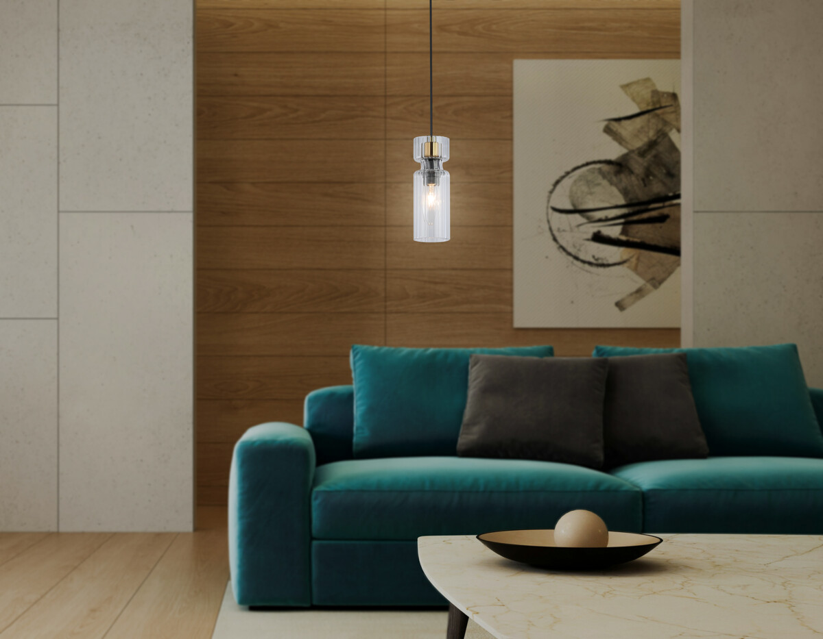 LH56111 BK/BS/CL черный/латунь/прозрачный E14 max 40W D65*1500 — изображение 7