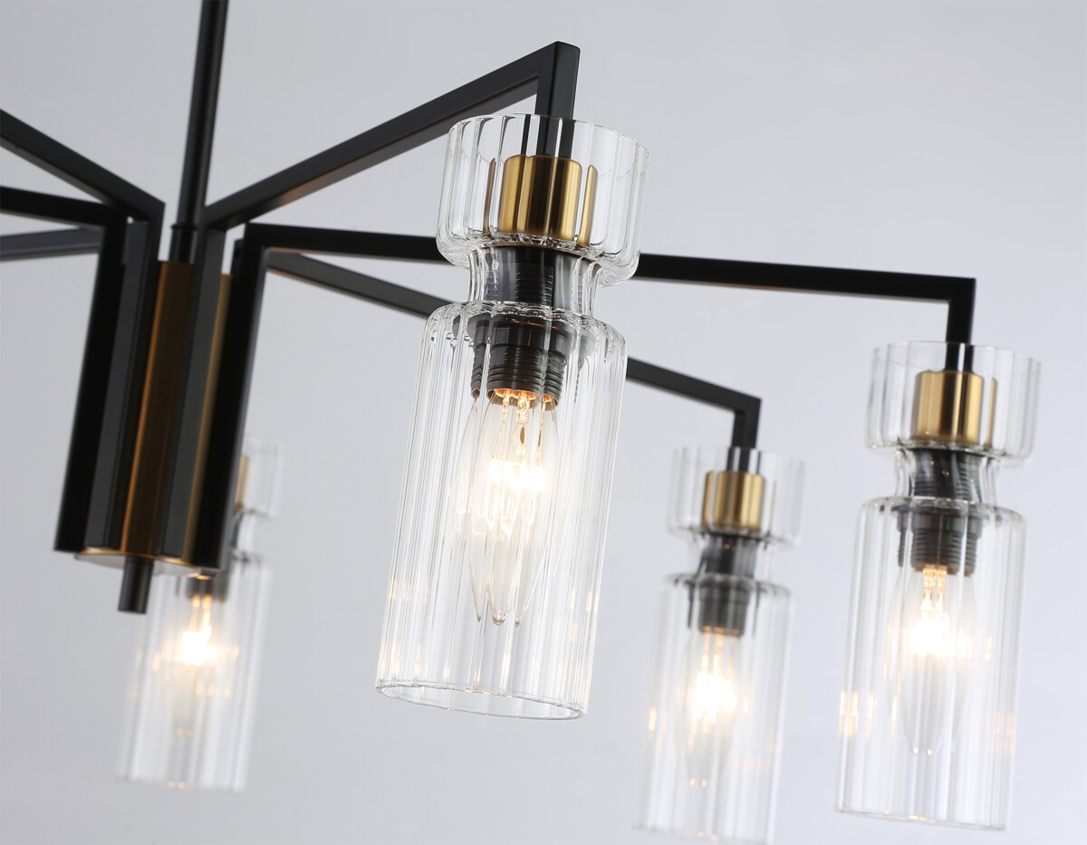 LH56115/7 BK/BS/CL черный/латунь/прозрачный E14*7 max 40W D705*350 — изображение 4