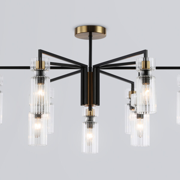 LH56117/9 BK/BS/CL черный/латунь/прозрачный E14*9 max 40W D765*440