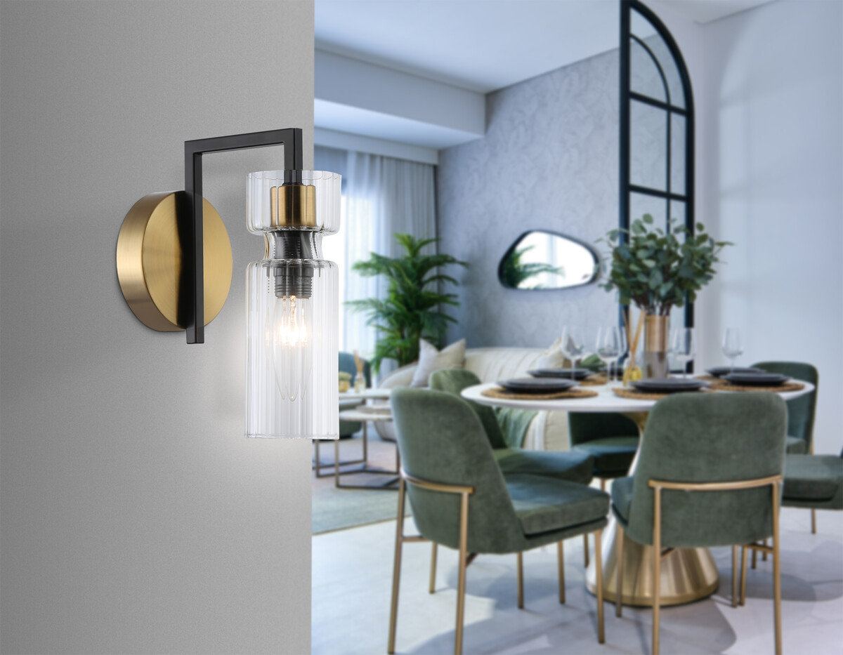 LH56119 BK/BS/CL черный/латунь/прозрачный E14 max 40W 150*100*210 — изображение 7