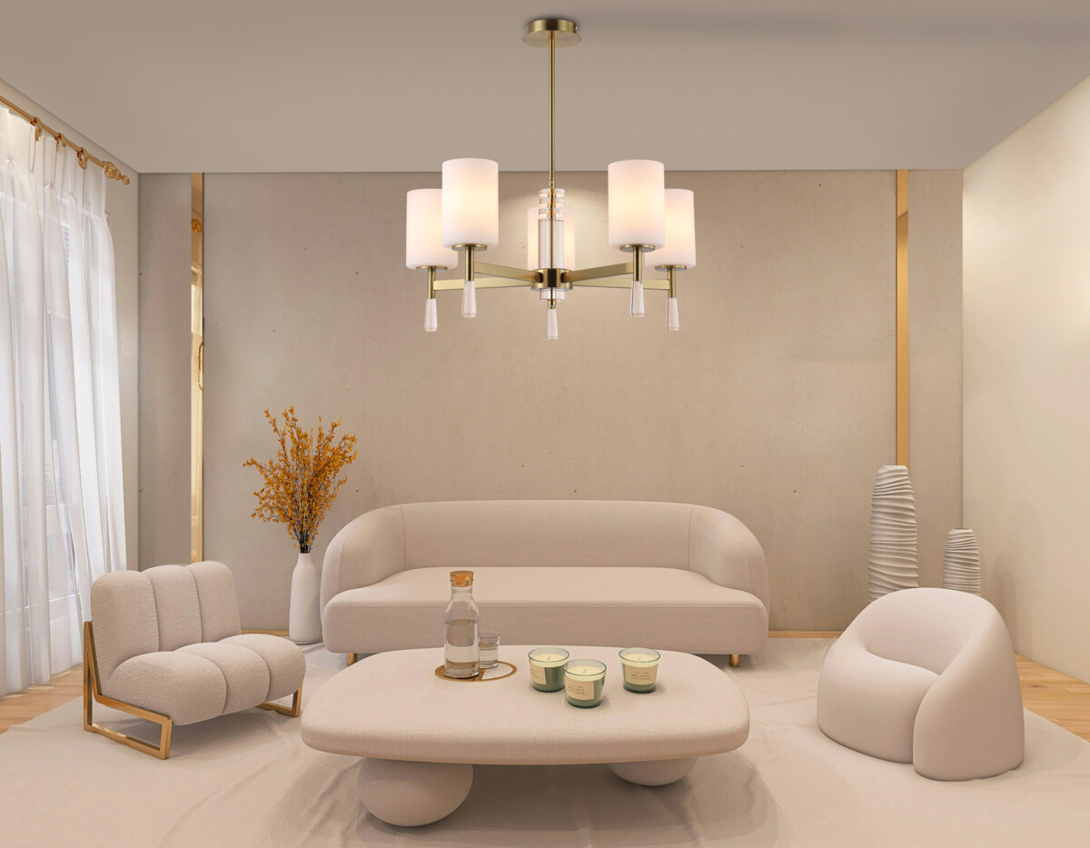 LH56261/5 BS/FR латунь/белый матовый E27/5 max 60W D600*590 — изображение 1