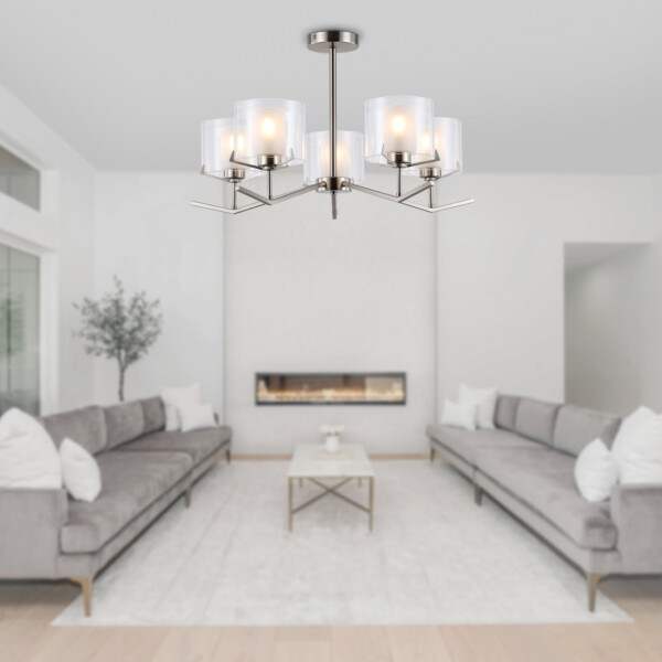 LH57001/5 SN/FR никель/белый матовый E14/5 max 40W D690*390