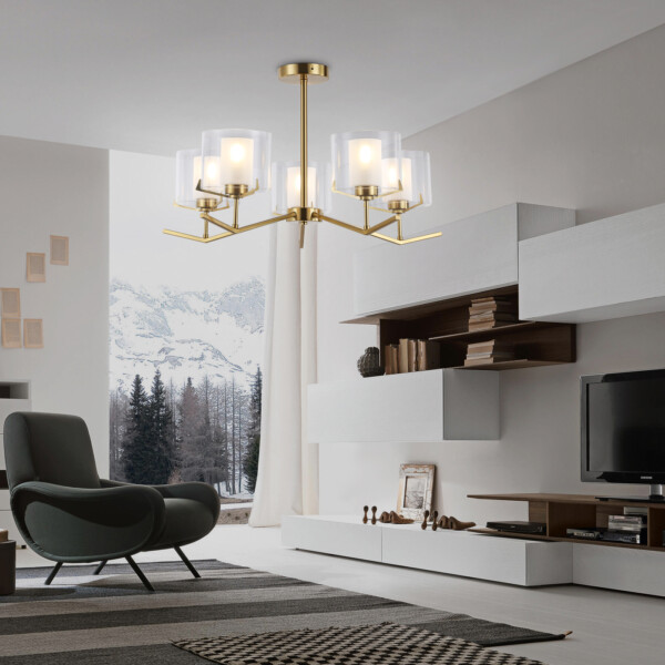 LH57007/5 BS/FR латунь/белый матовый E14/5 max 40W D690*390