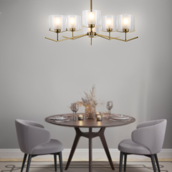 LH57008/6 BS/FR латунь/белый матовый E14/6 max 40W D850*420