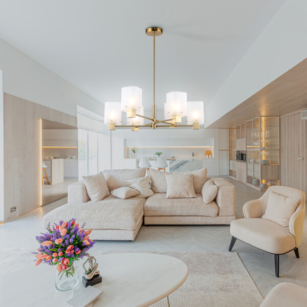 LH57031/6 BS/SM латунь/дымчатый E14/6 max 40W D690*690