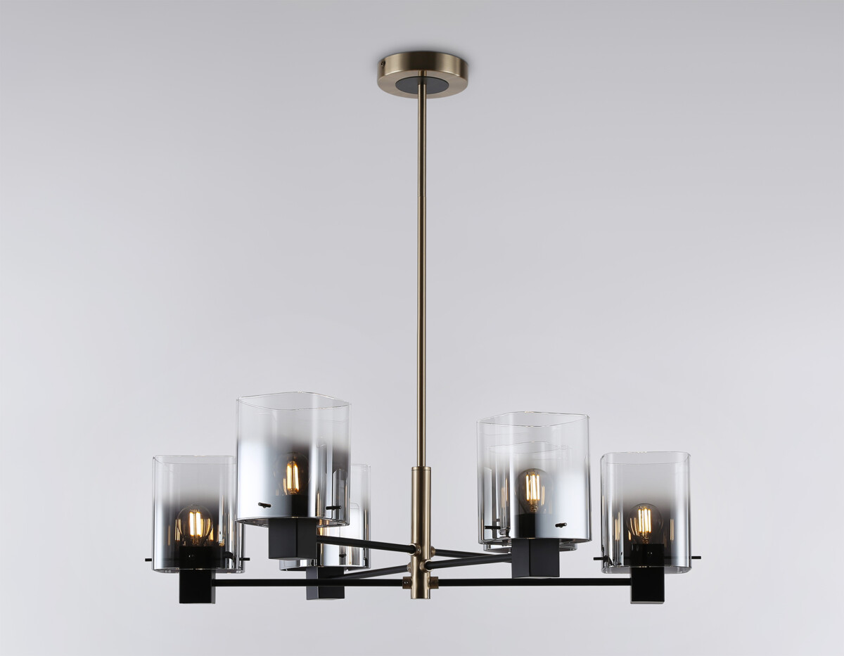 LH57041/6 BK/DBS/SM черный/темная латунь/дымчатый E14/6 max 40W D690*690 — изображение 3