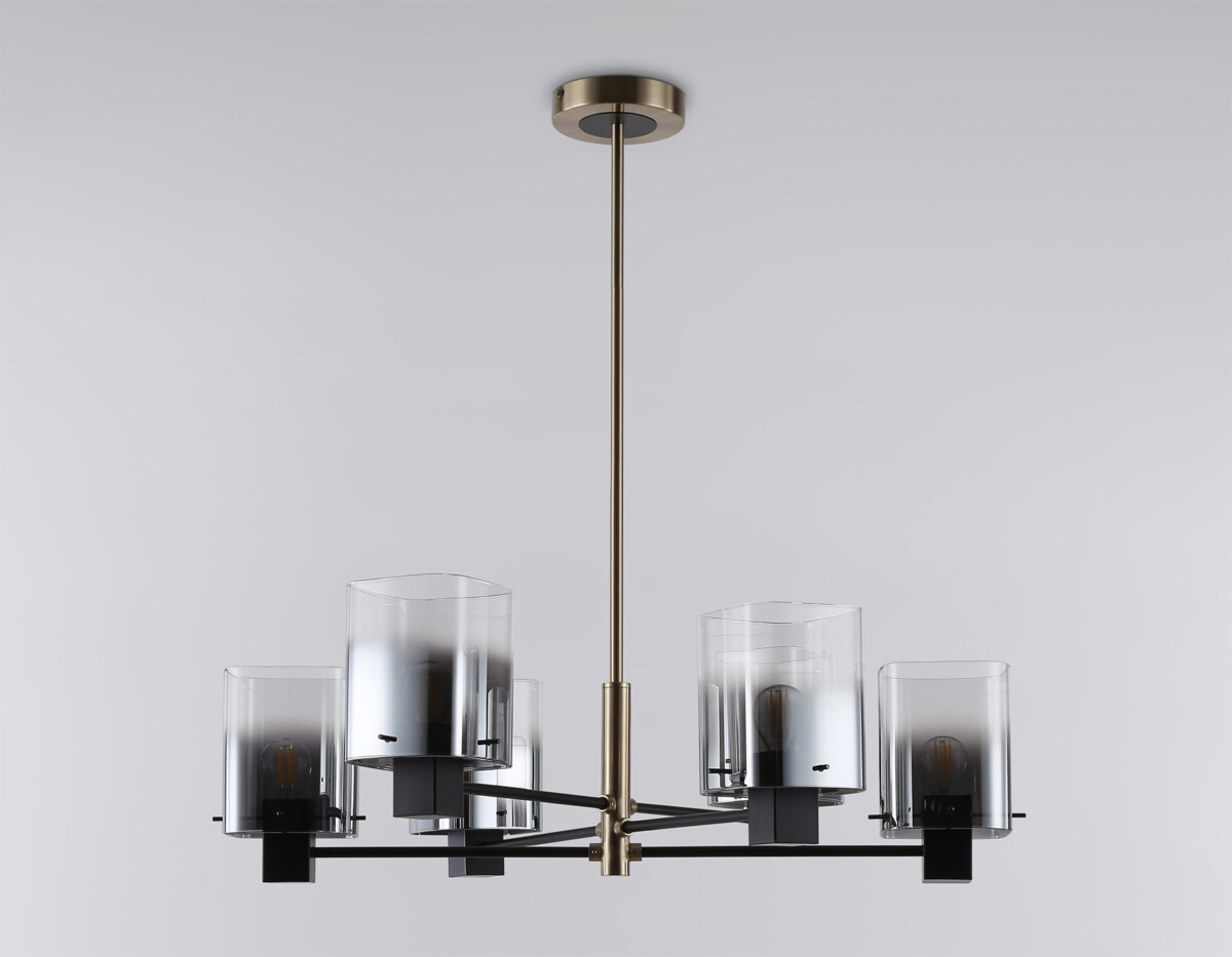 LH57041/6 BK/DBS/SM черный/темная латунь/дымчатый E14/6 max 40W D690*690 — изображение 4