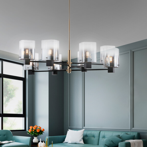 LH57043/8 BK/DBS/SM черный/темная латунь/дымчатый E14/8 max 40W D830*710