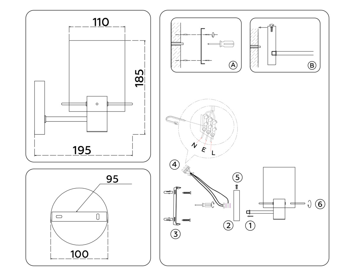 LH57045 BK/DBS/SM черный/темная латунь/дымчатый E14 max 40W 195*110*185 — изображение 7