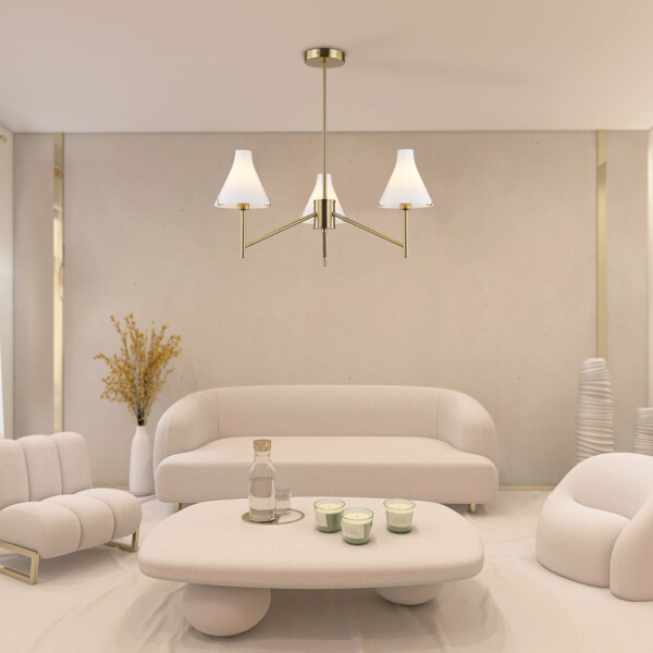 LH57131/3 BS/FR латунь/белый матовый E14/3 max 40W D650*590