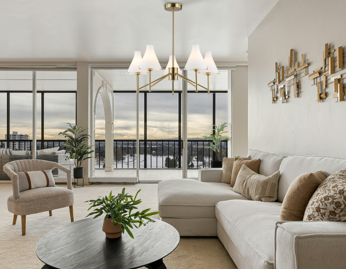 LH57133/5 BS/FR латунь/белый матовый E14/5 max 40W D650*590 — изображение 1