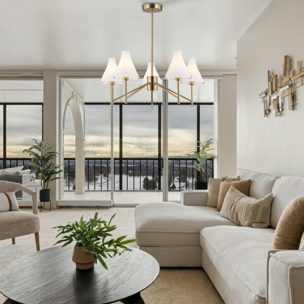 LH57133/5 BS/FR латунь/белый матовый E14/5 max 40W D650*590