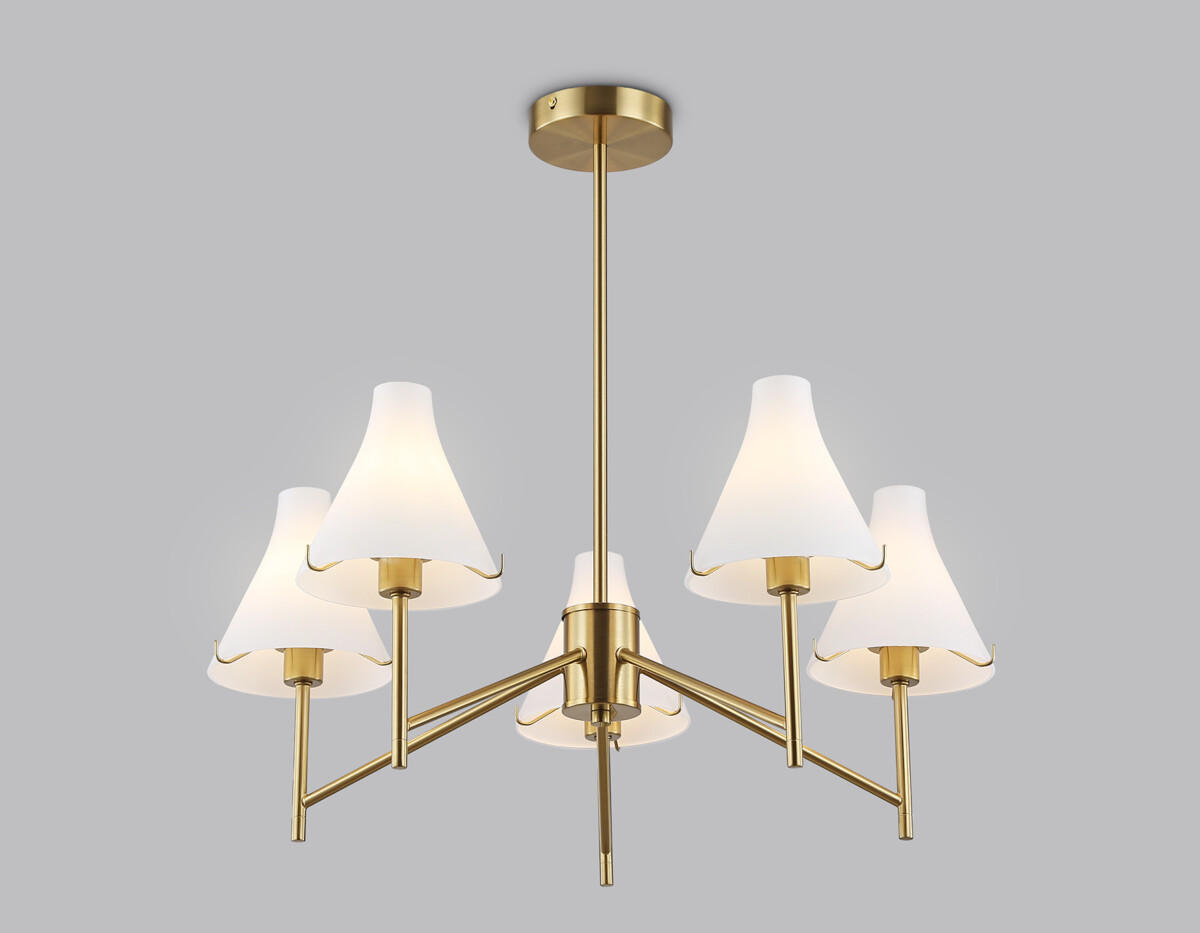 LH57133/5 BS/FR латунь/белый матовый E14/5 max 40W D650*590 — изображение 5