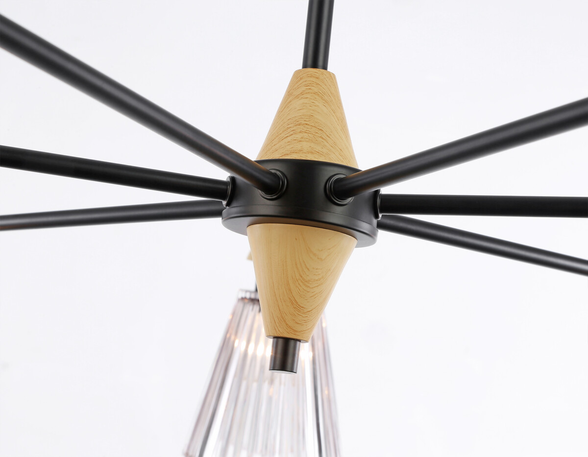 LH58116/7 BK/LW/SM черный/светлое дерево/дымчатый E14*7 max 40W D750*390 — изображение 6