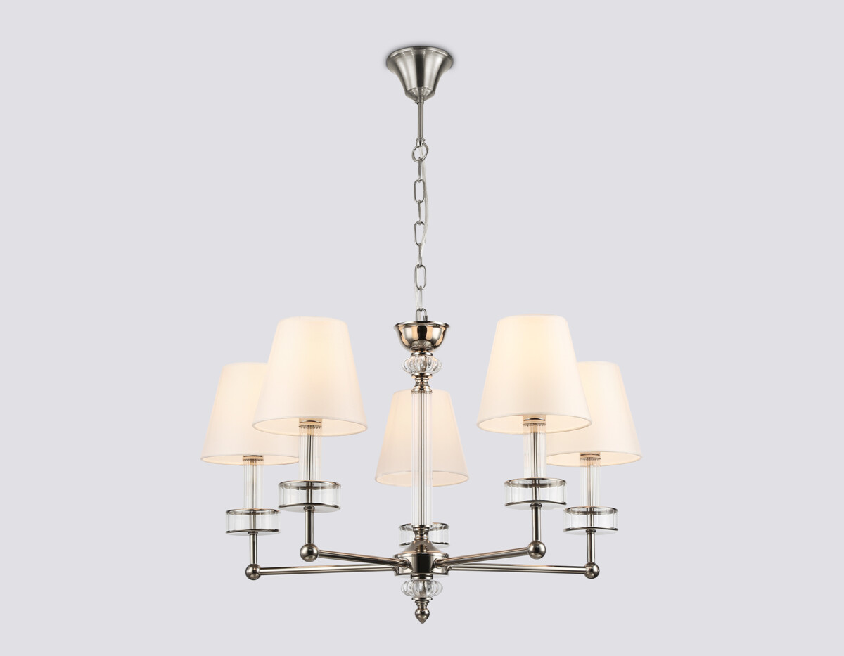 LH71001/5 BN/WH никель/белый E14*5 max 40W D670*1130 — изображение 1