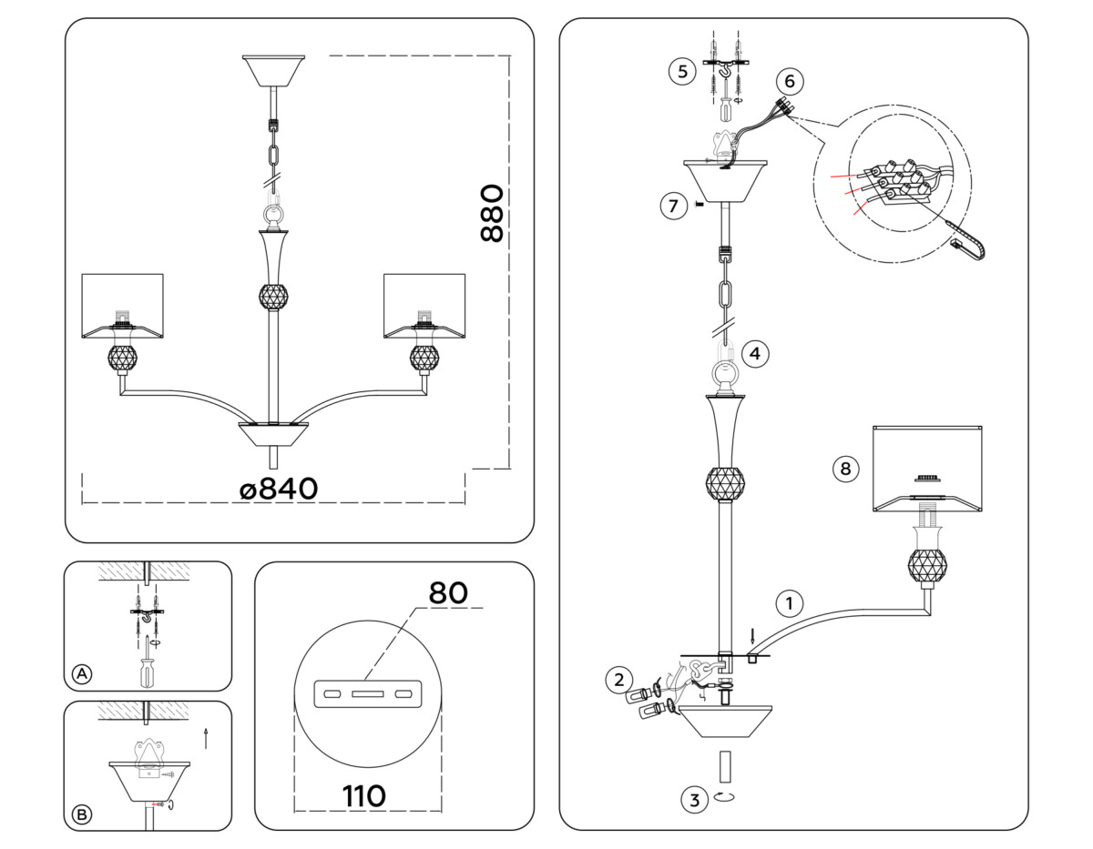 LH71123/8 SN/WH никель/белый E14/8 max 40W D840*880 — изображение 7