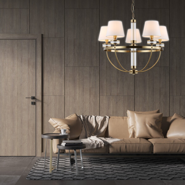 LH71251/5 BS/WH латунь/белый E14/5 max 40W D700*990