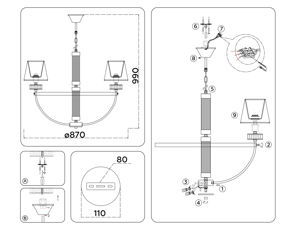 LH71253/8 BS/WH латунь/белый E14/8 max 40W D870*990 — изображение 6