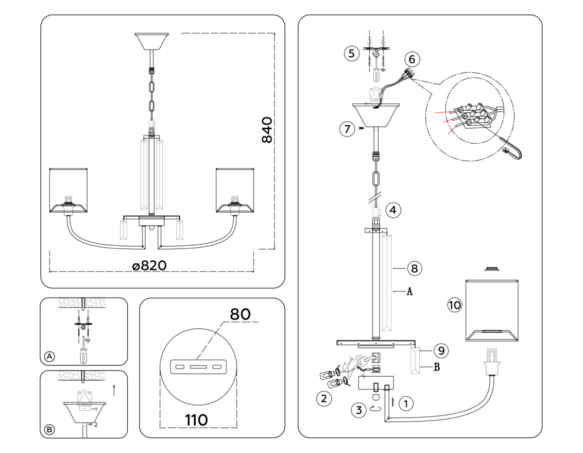 LH71273/8 BS/DB латунь/темно синий E14/8 max 40W D820*840 — изображение 6