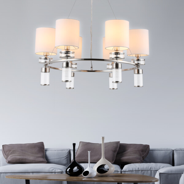 LH71291/6 SN/WH никель/белый E14/6 max 40W D680*730