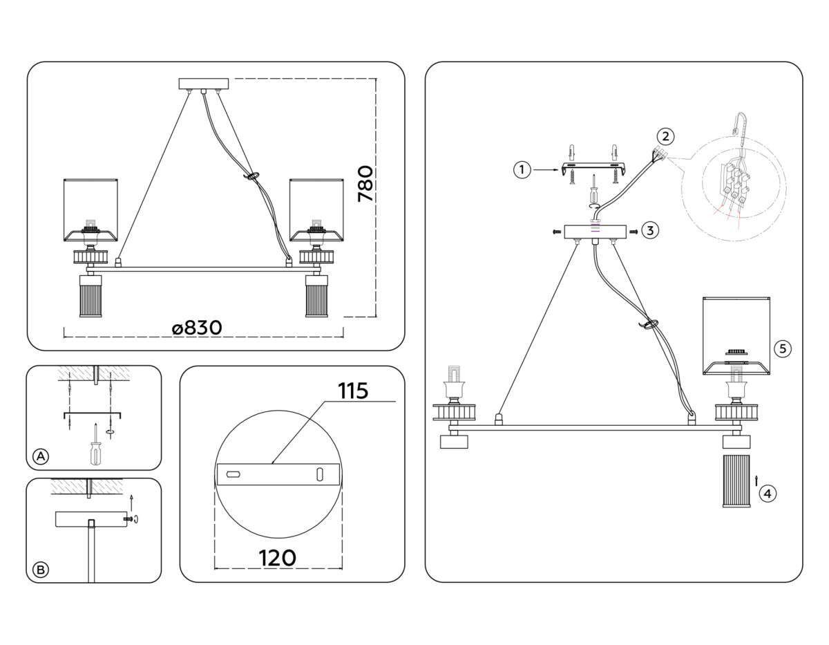 LH71293/8 SN/WH никель/белый E14/8 max 40W D830*780 — изображение 5