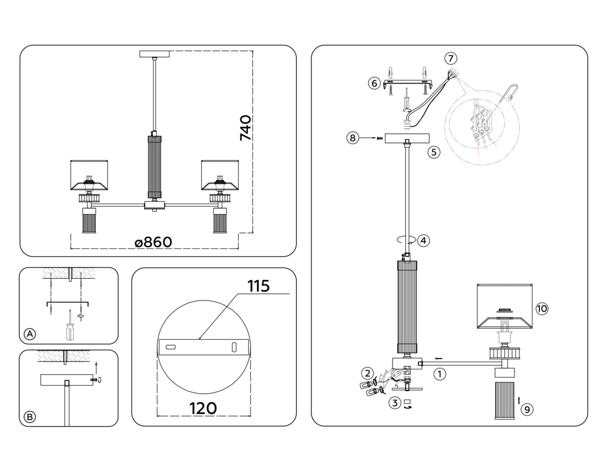 LH71303/7 CGD/WH золото/белый E14/7 max 40W D860*740 — изображение 5