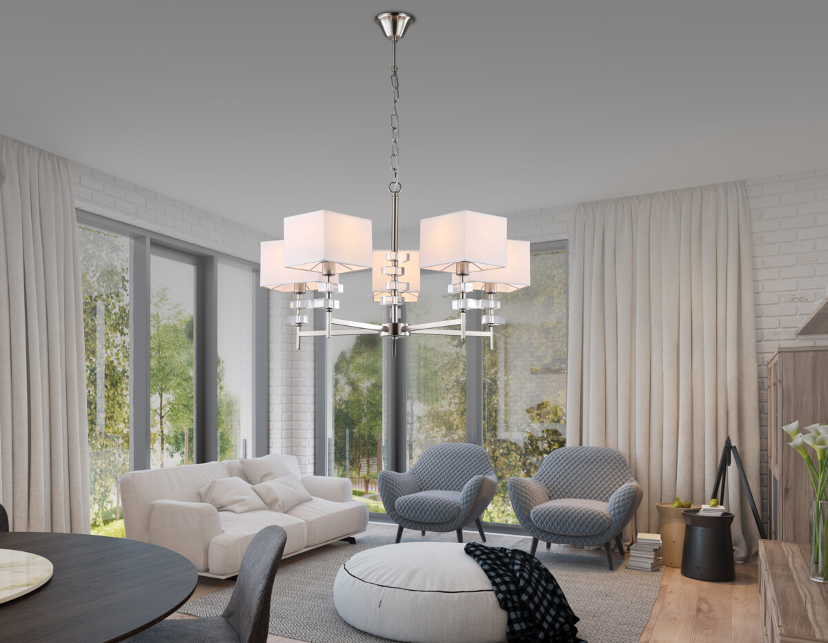 LH71321/5 SN/WH никель/белый E14/5 max 40W D700*850 — изображение 1