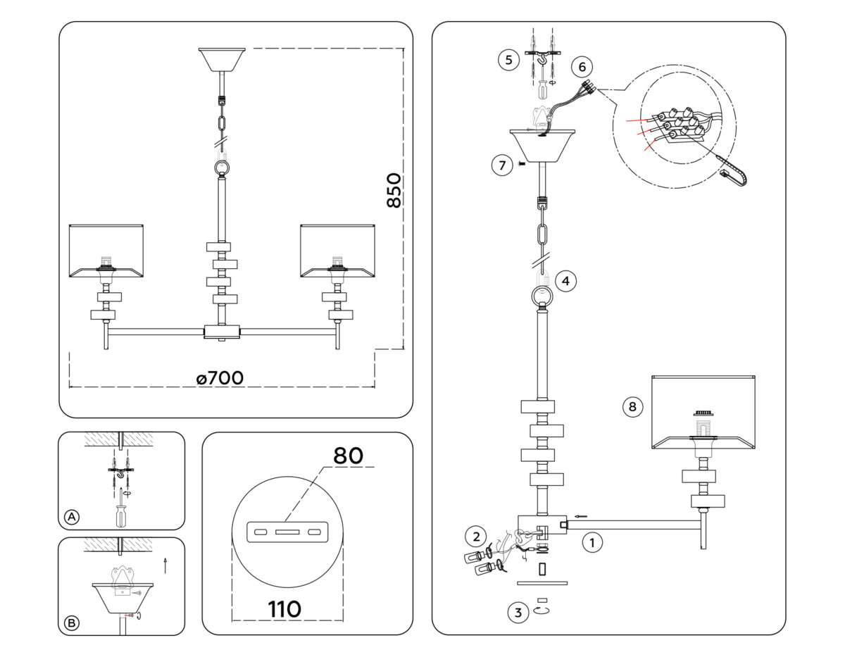 LH71321/5 SN/WH никель/белый E14/5 max 40W D700*850 — изображение 7