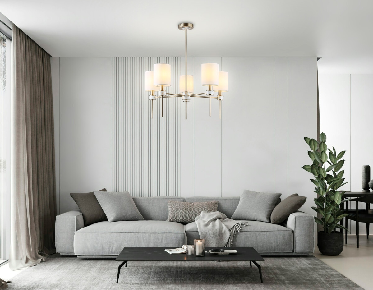 LH72371/5 DBS/WH темная латунь/белый E14/5 max 40W D680*720 — изображение 4