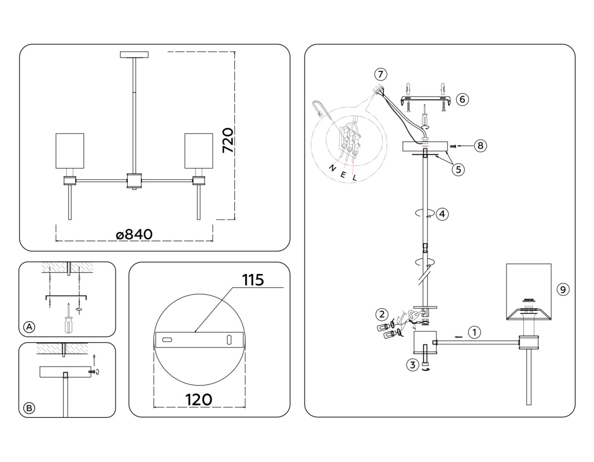 LH72373/7 DBS/WH темная латунь/белый E14/7 max 40W D840*720 — изображение 6