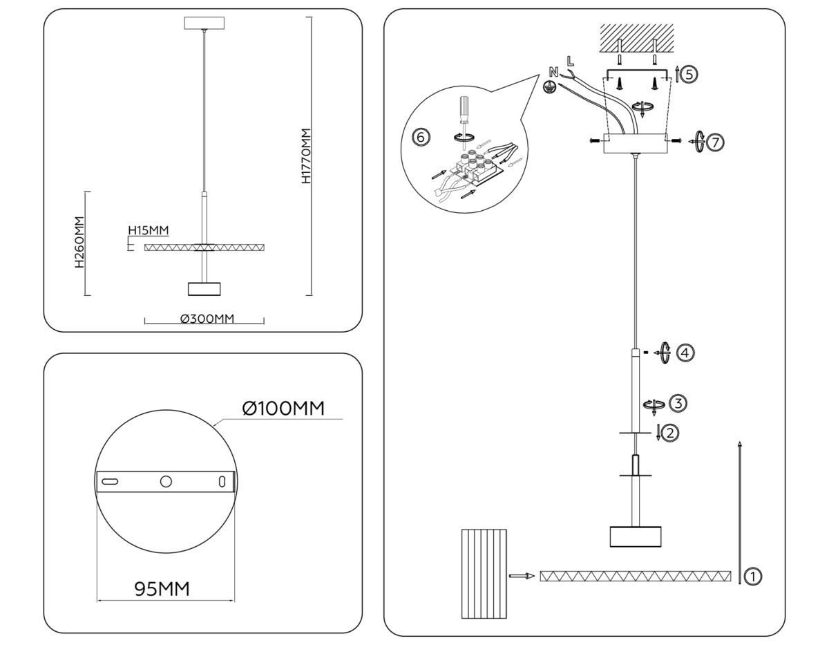 LH72609 BK/GR латунь/зеленый 6W 3000K D300*260-1770 — изображение 6