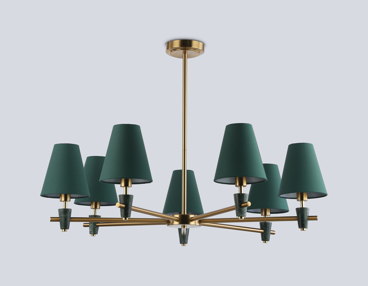 LH75053/7 BS/GN латунь/зеленый E14*7 max 40W D840*580 — изображение 3