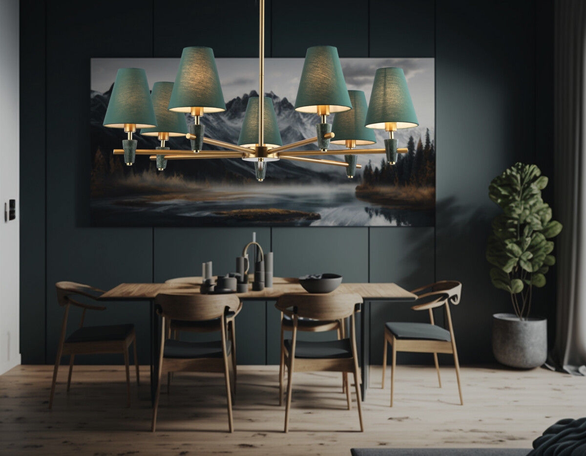 LH75053/7 BS/GN латунь/зеленый E14*7 max 40W D840*580 — изображение 9