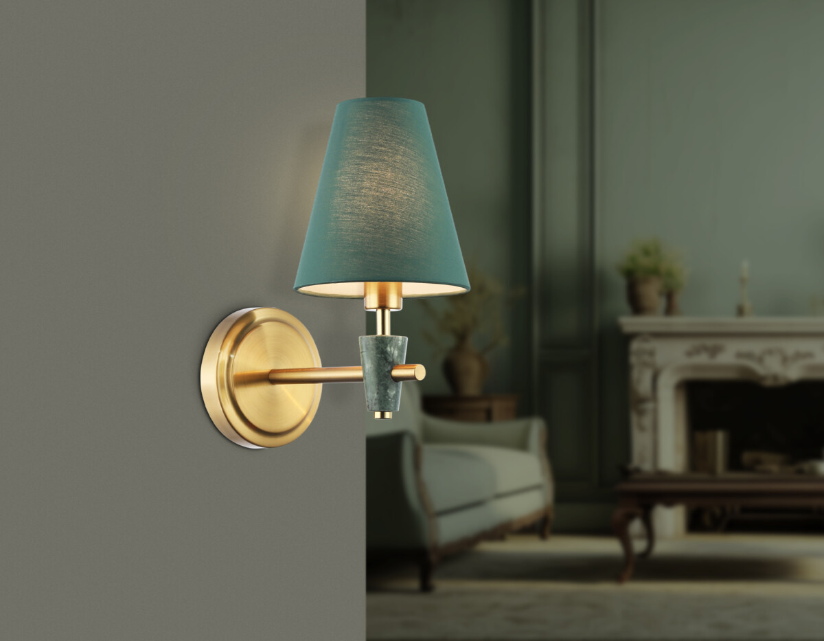 LH75055 BS/GN латунь/зеленый E14 max 40W 230*140*270 — изображение 5