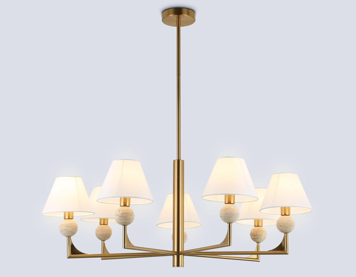 LH75162/7 BS/FR латунь/белый матовый E14*7 max 40W D890*580 — изображение 1