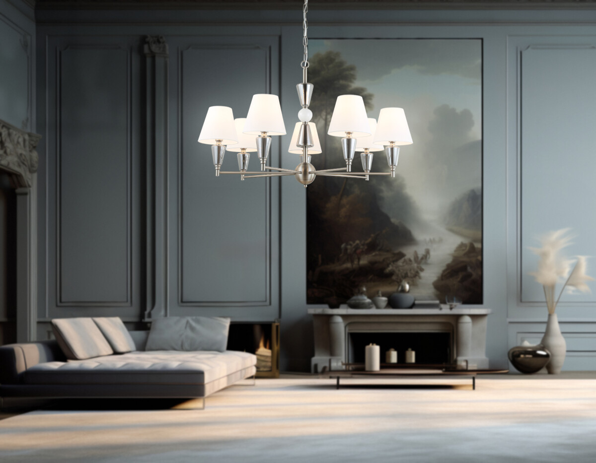 LH75256/7 SN/FR сатин никель/белый матовый E14*7 max 40W D860*520 — изображение 8