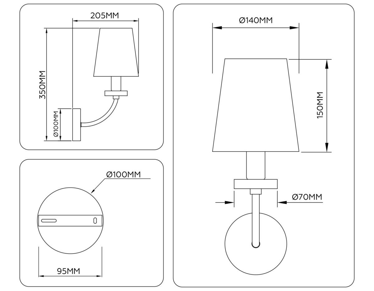 LH75359 SB/WH бронза/белый E14 max 40W 140*205*350 — изображение 7