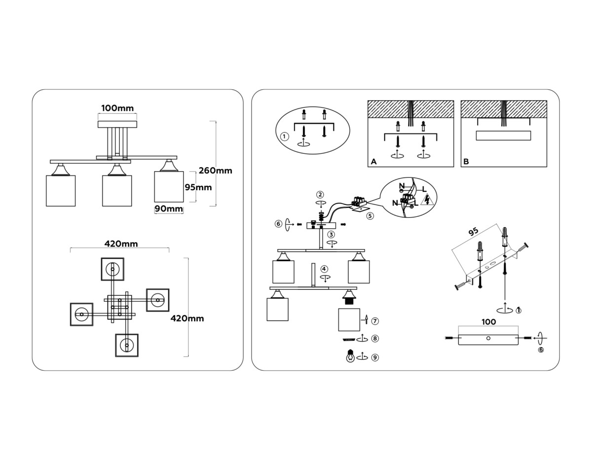 TR303041/4 WH белый E27/4 max 60W 420*420*260 — изображение 6